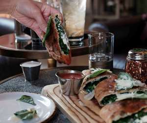 delicious calzone with marinara sauce