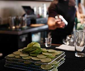 fresh cut limes at the bar 