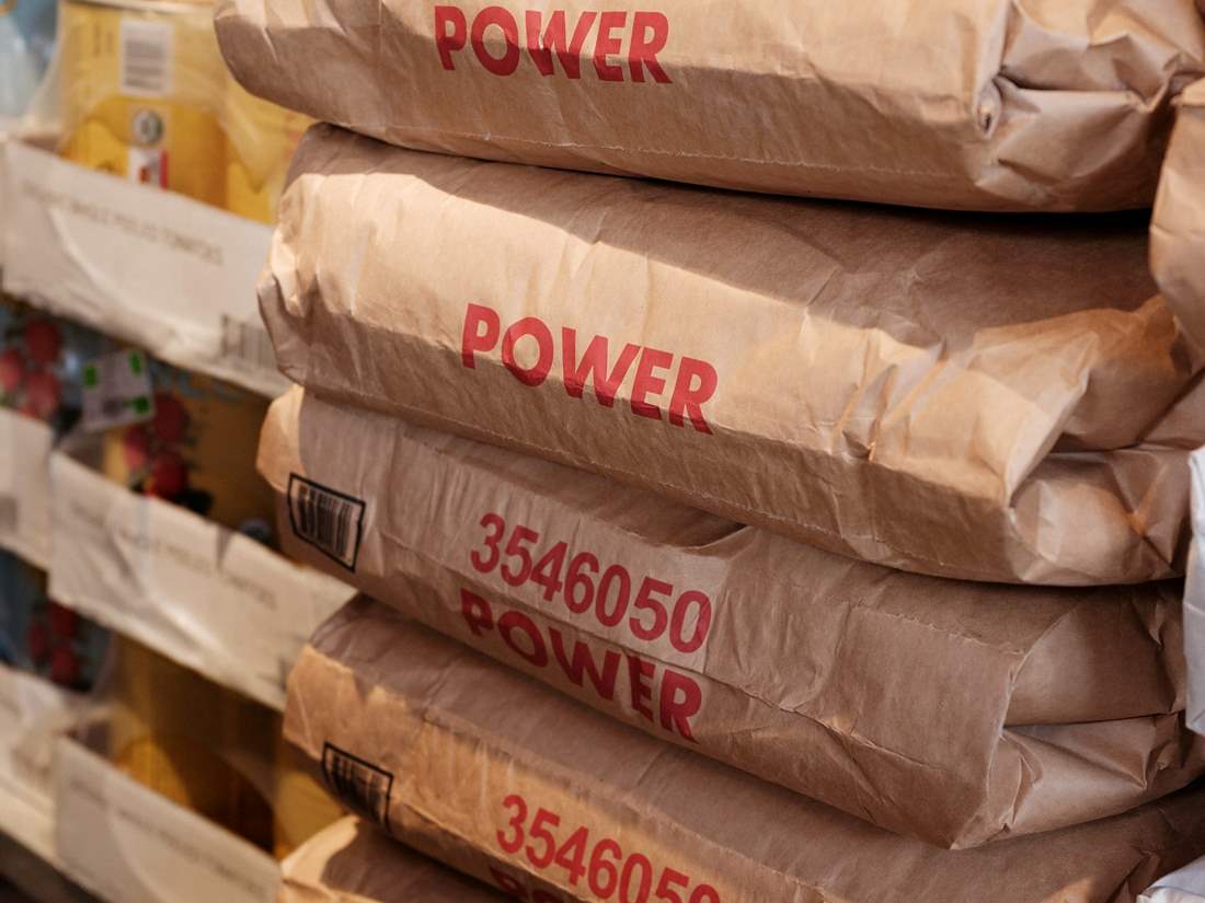 stacks of flour in the kitchen at Far Corner