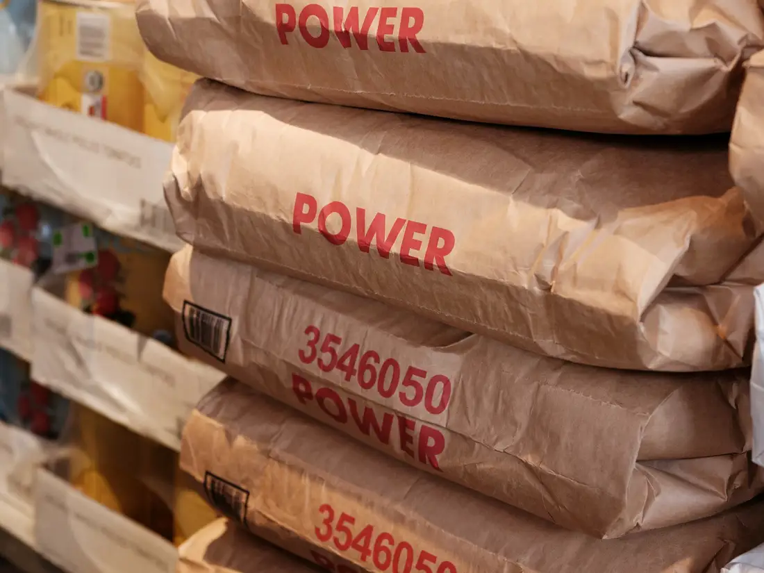 stacks of flour in the kitchen at Far Corner