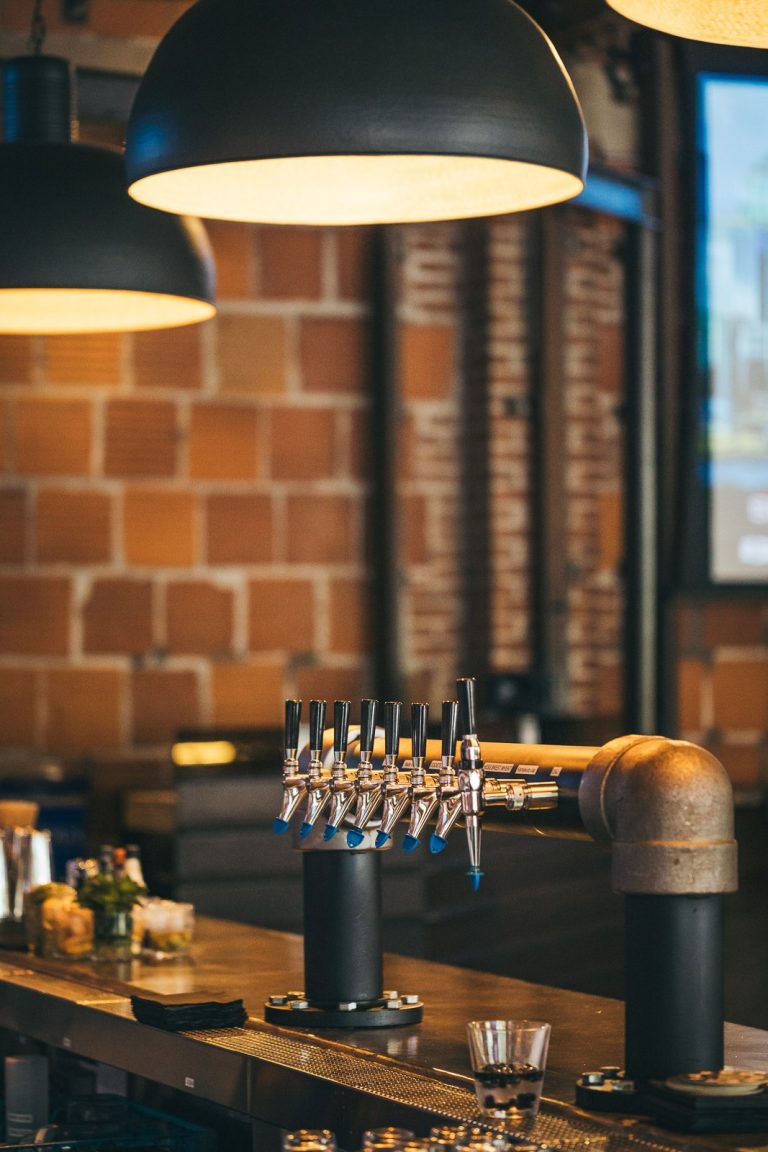 Craft beer taps behind the Far Corner bar in East Village