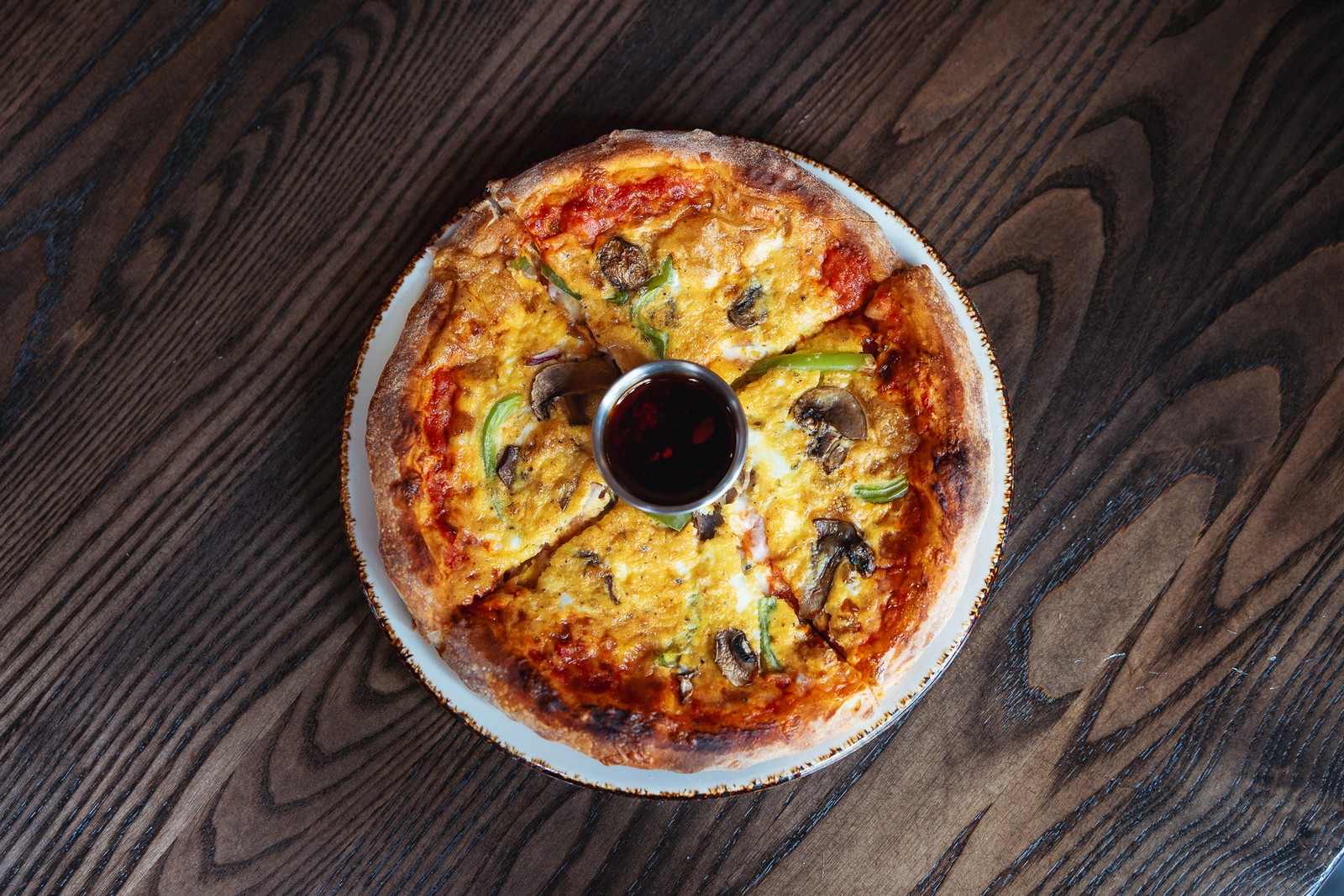Omelette Pizza, overhead - Far Corner