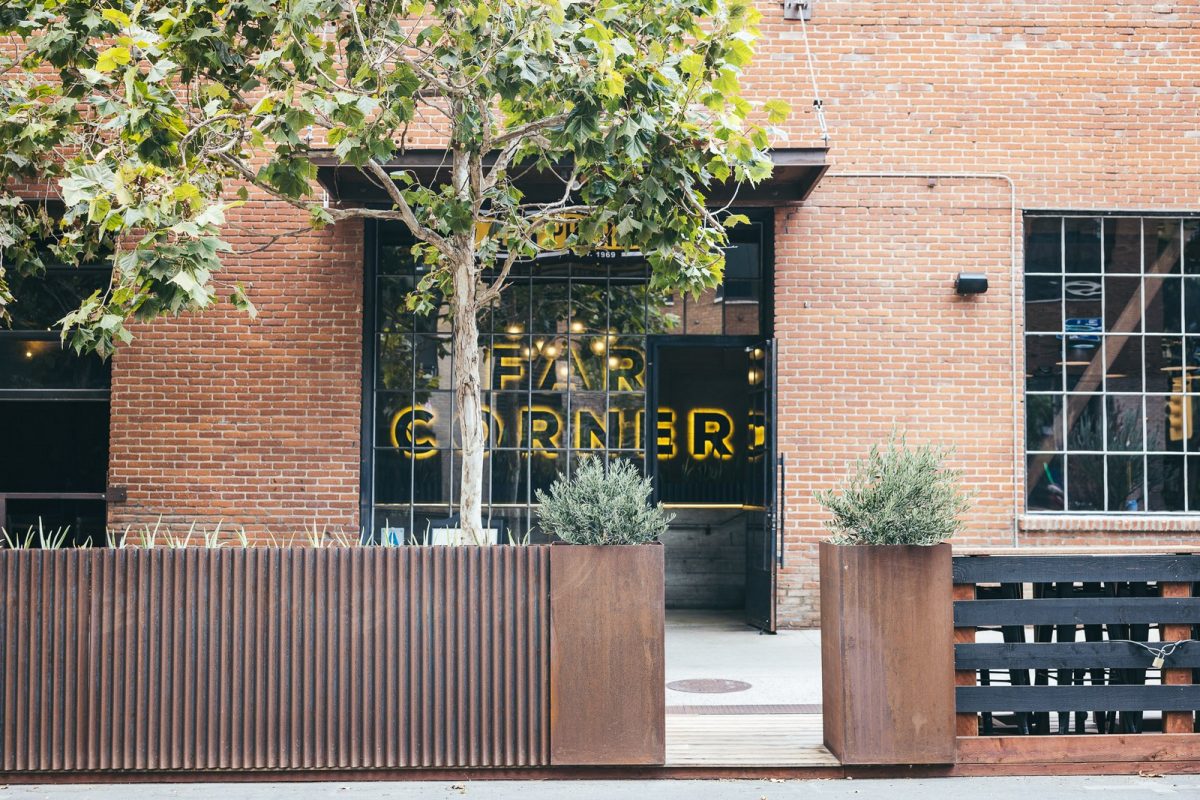 Far Corner brick building and patio on Tenth Ave in East Village San Diego